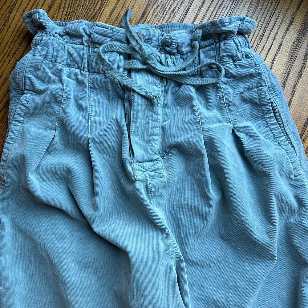 Free People Light Blue Corduroy Paperbag Waist Pleated Trouser Pants XS - Picture 6 of 14